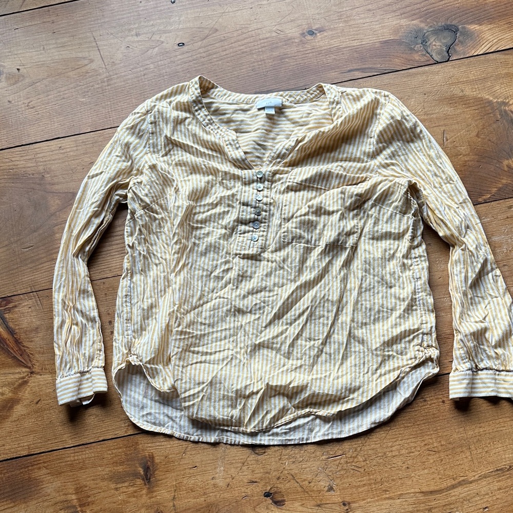 J. Jill Yellow and White Striped Top - Picture 1 of 6